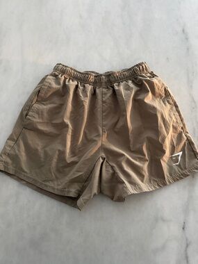 Gymshark Tan Performance Shorts with Elastic Waistband 5inch short XS